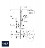 COLUMNA DUCHA EUPHORIA SMARTCONTROL SYSYEM 310 DUO GROHE MEDIDAS